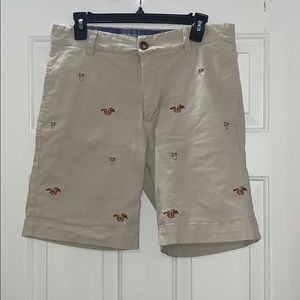 Men's Embroidered Beige Chino Shorts